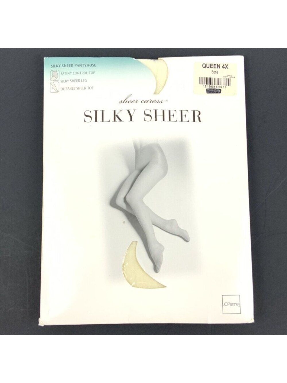 JCPenney Sheer Caress Pantyhose Queen 4X Bone Ivory Control Top Sheer Toe